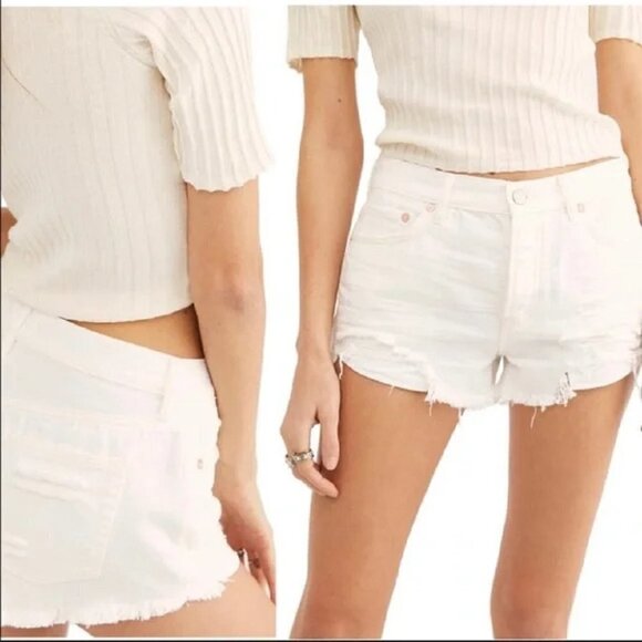 Free People Pants - NWT Free People Loving Good Vibrations,White Denim Cutoff Shorts. Size 31. NWT